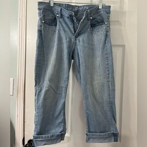 New York & Company Light Blue Denim Jeans with Logo Waistband